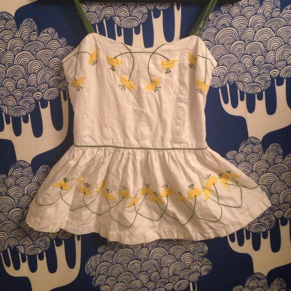 White floral top.