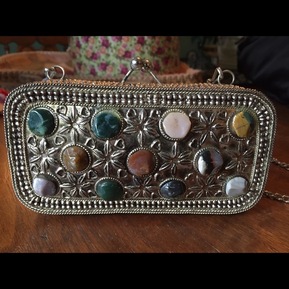 Hand made metal clutch from India
