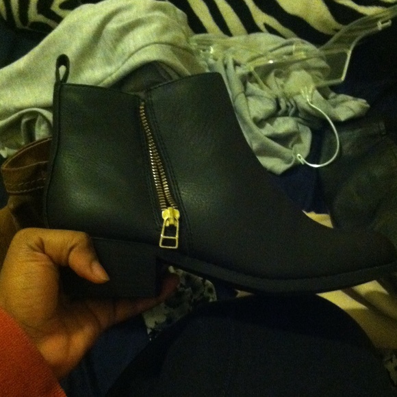 Black leather ankle boots