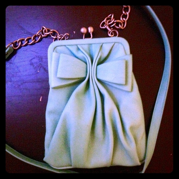 Teal bow purse