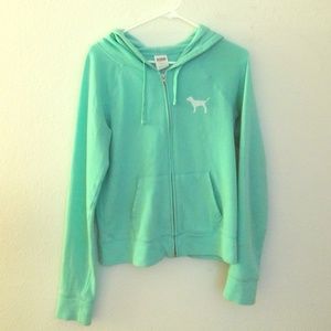 PINK hoodie in teal