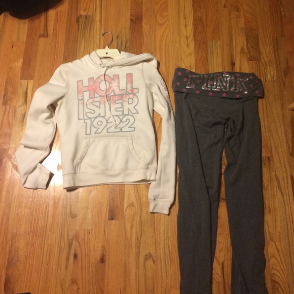 hollister hoodie with matching pink Yogas