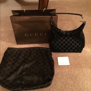 Gucci suede logo hobo bag- AUTHLENTIC