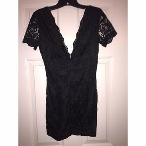 Deep v black lace dress