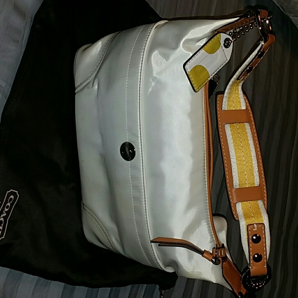 Coach Small Nylon Hobo with Yellow Strap