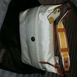Coach Small Nylon Hobo with Yellow Strap