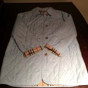 Authentic Burberry light blue Quilted Jacket.