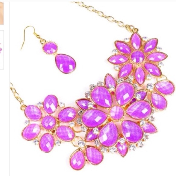 Purple Flower Necklace set
