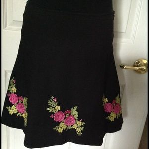 Betsey Johnson Embroidered Black Skirt