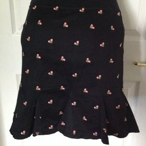 Betsey Johnson Black mini skirt, flower embroidery