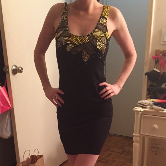 Aqua sequined black dress