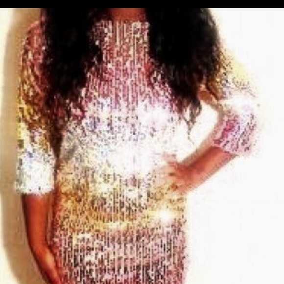 Gorgeous Strawberry Champagne/Pink & Gold Sequin Mini Dress