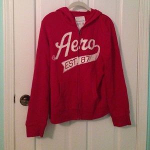 Pink Areopostal zip up sweatshirt