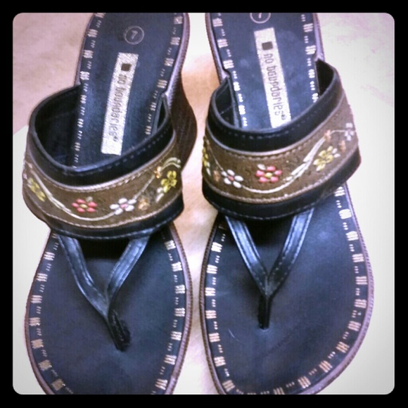 Gold & Brown Wedge Flip Flops 7