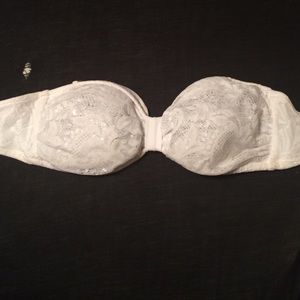 white strapless Victoria secret bathing suit top