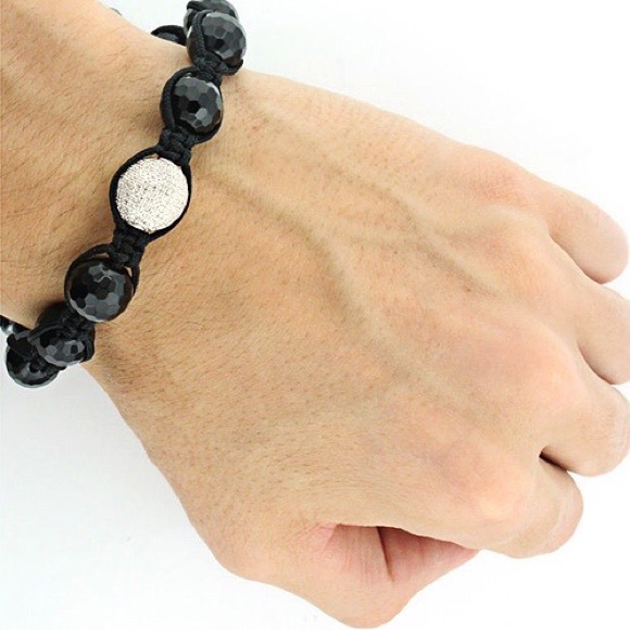 Real Diamond silver Ball Stones Beaded Bracelet - Picture 2 of 2