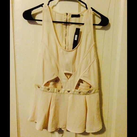 Cream Cut Out Peplum Top