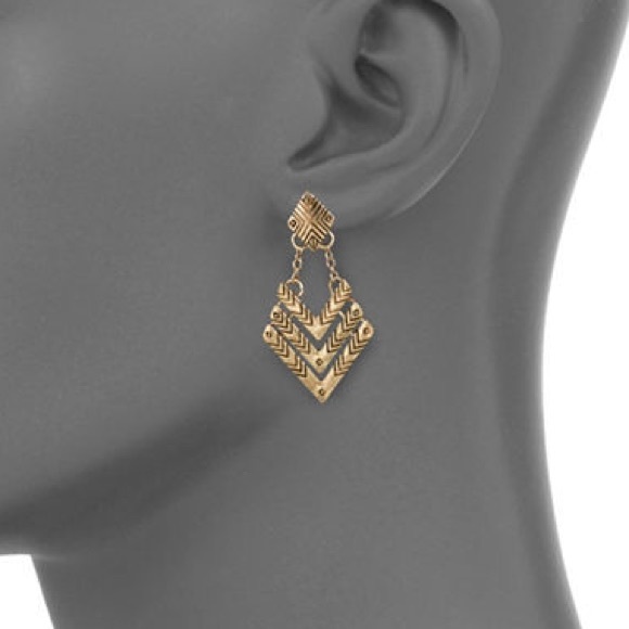 ROBERT ROSE Etched Chevron Drop Earrings - Picture 2 of 2