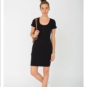 Short Sleeve Henley Rib Dress