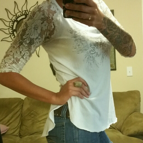 FP hi/low lace 3/4 tee