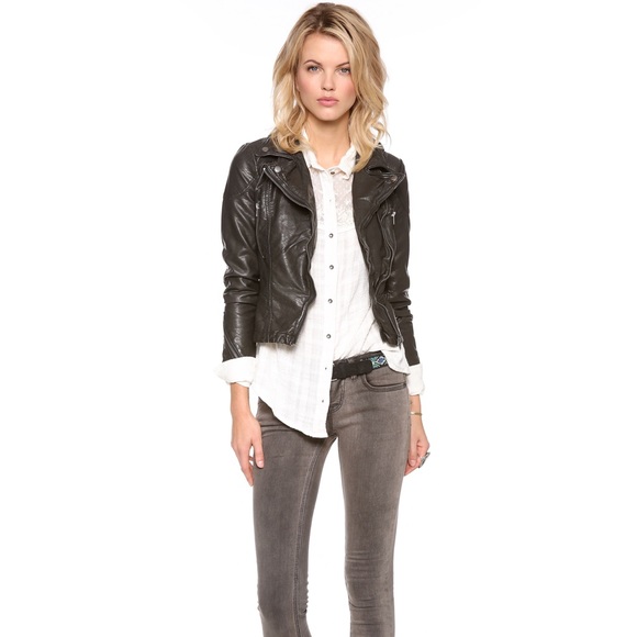 NEW W/O TAGS! Vegan distressed leather jacket