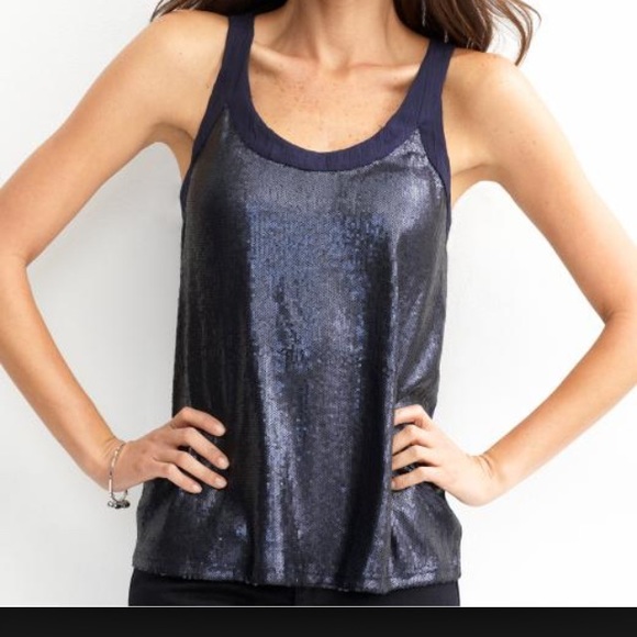 banana republic blue sequin top!