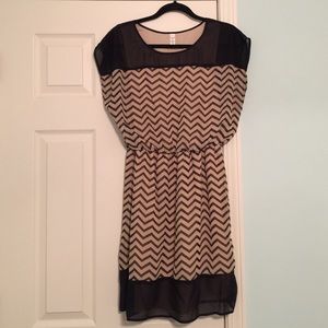 Black/tan chevron dress