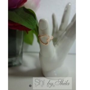 Rose gold plated open heart ring