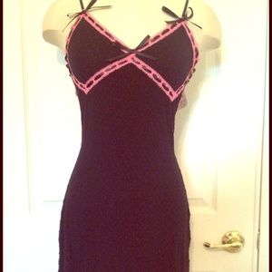 Betsey Johnson Lace Polka Dot Dress w Lace Trim
