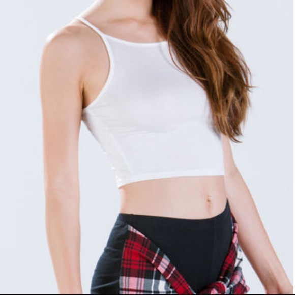 Off white halter cami crop top