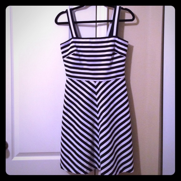 MICHAEL KORS Navy and White Stripe Dress