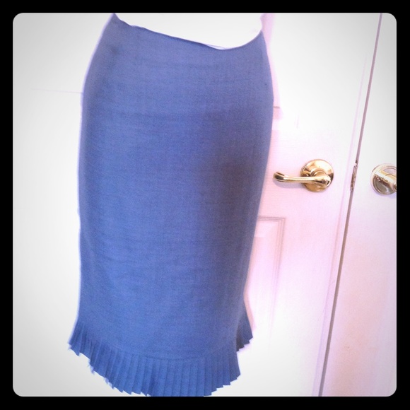 Ann Taylor Pleated Blue Slate Skirt