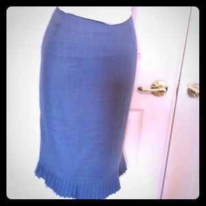 Ann Taylor Pleated Blue Slate Skirt