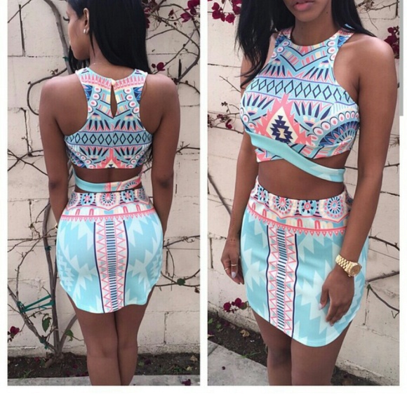 2 piece tribal skirt set