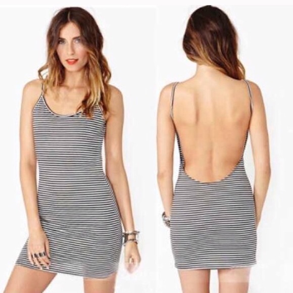 STRIPED BACKLESS DRESS