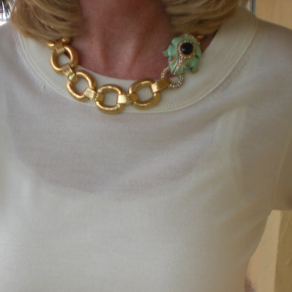 J Crew Enamel Frog Necklace
