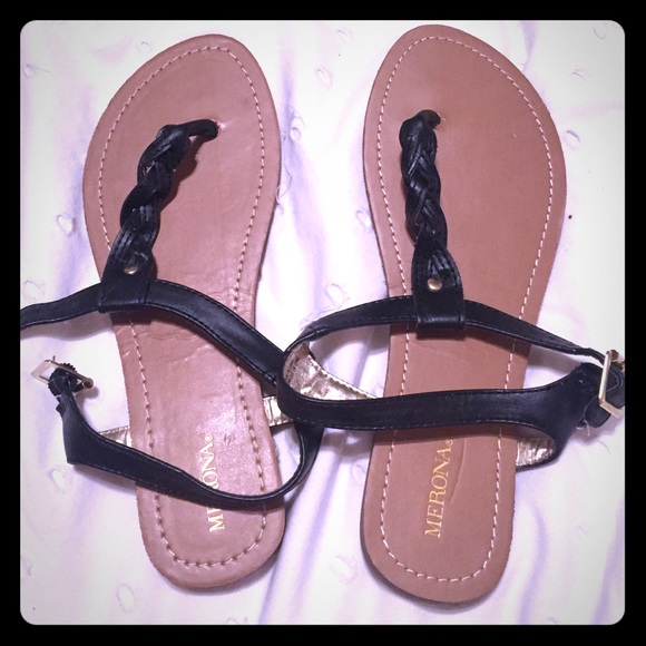 NEW black braided sandals