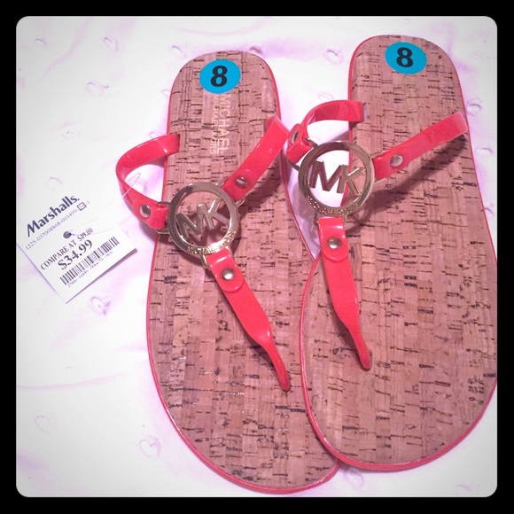 NWT Michael Kors cork and coral sandals