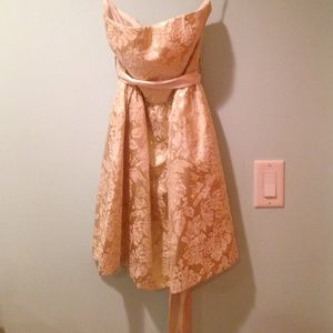ivory & gold strapless dress