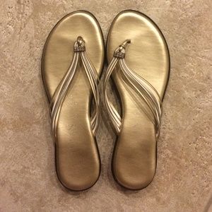 Platinum Sandals with Rhinestone Embellishment