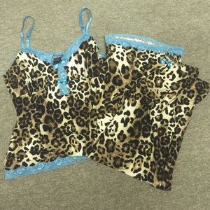 Leopard blue lace pjs