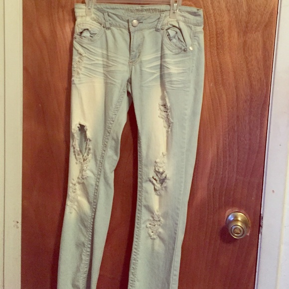 Distressed boot cut jeans