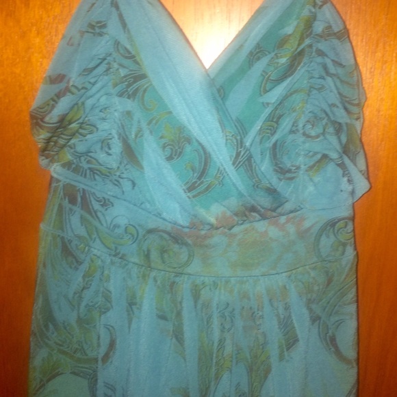 Green Spaghetti Strap Dress with Empire waist - Picture 2 of 2