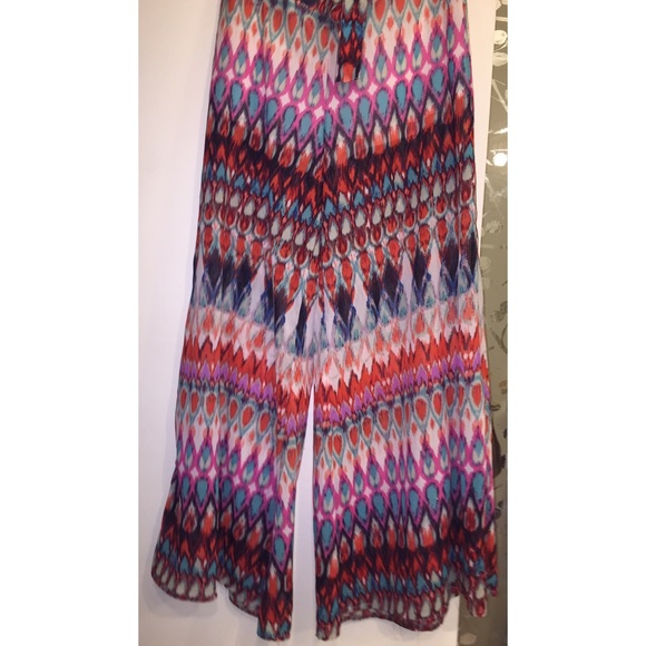 Design printed wide leg pants