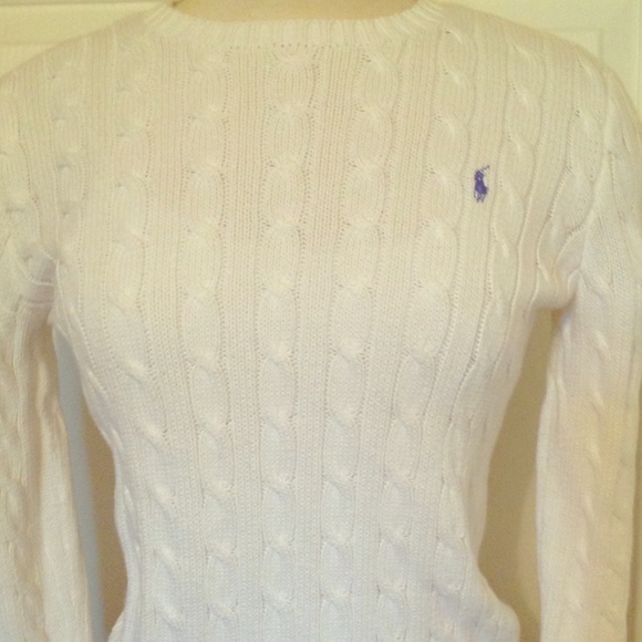 Ralph Lauren White Knit Cord Sweater.