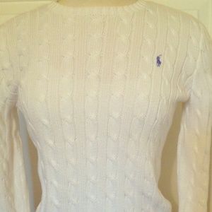 Ralph Lauren White Knit Cord Sweater.