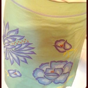 French Connection Green Embroidered Skirt.