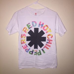 White and Tye Dye Red Hot Chili Peppers Band Tee
