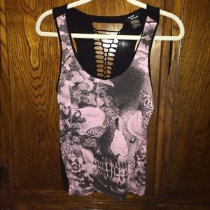 Skull tank top with cut out back