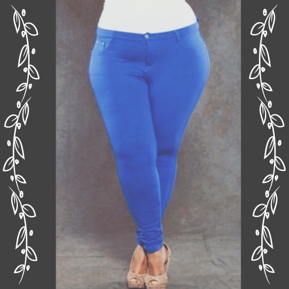 Cleo Patra Pants - Royal Blue Jeggings- Plus Size